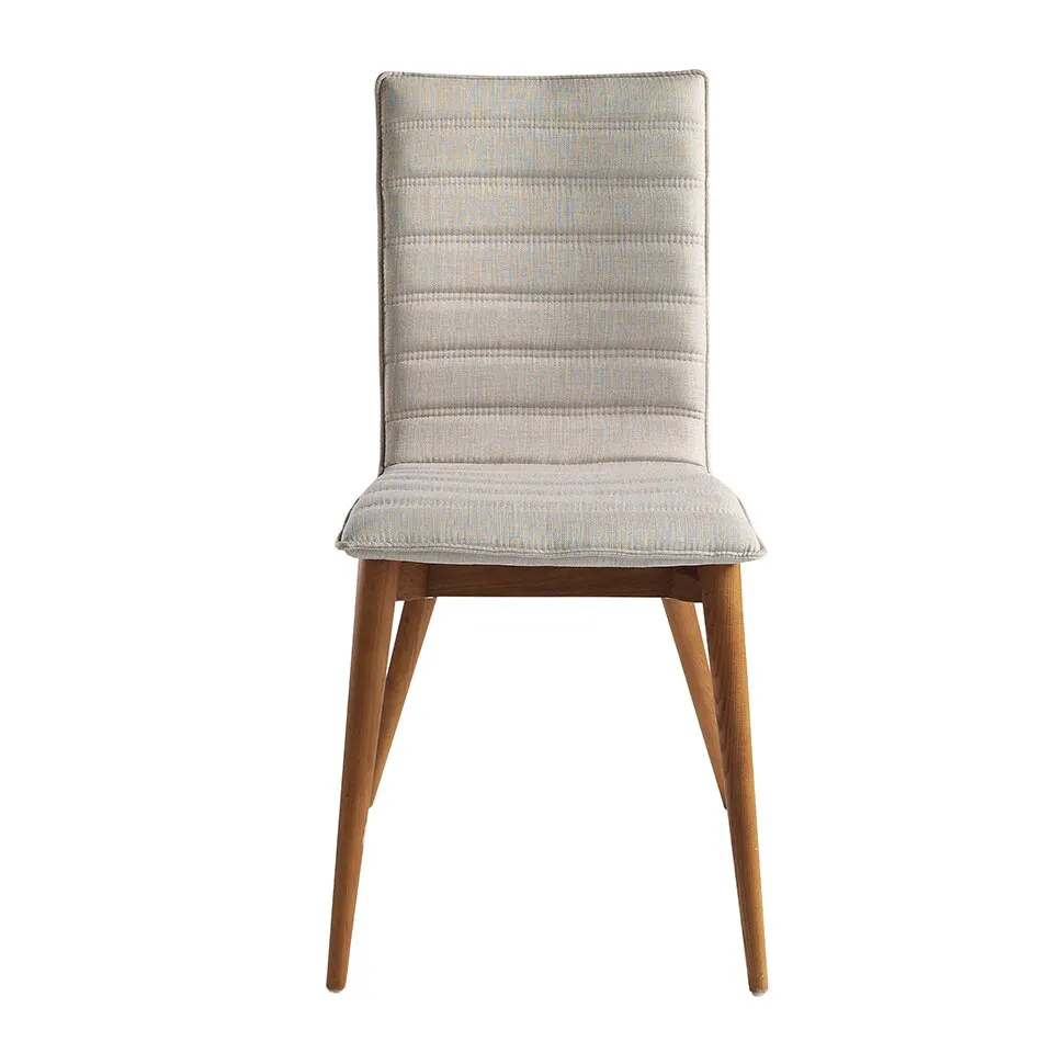 Chair 4031 Angel Cerdá-dining chair upholstered in fabric and legs structure in walnut-colored ash wood.