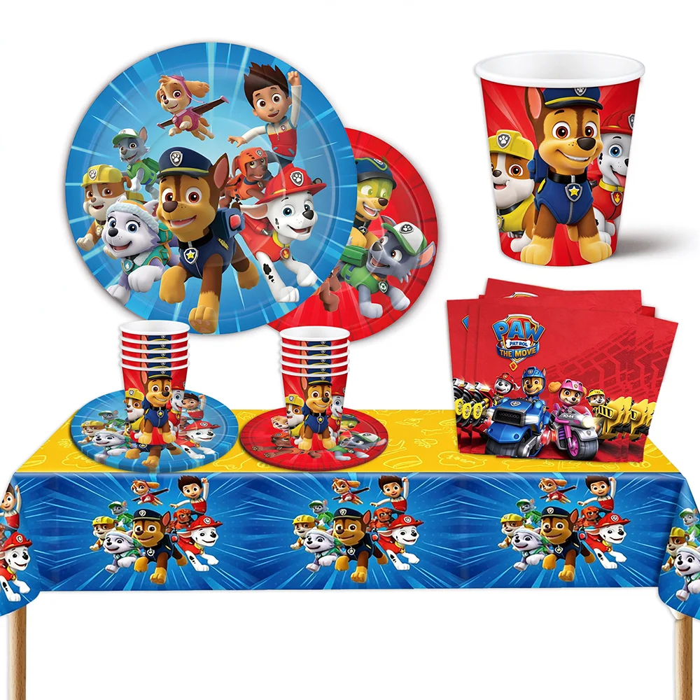 PAW Patrol The Movie Birthday Party Supplies Paper Plates Cups Napkins Tablecloth Kids Cartoon Dog Baby Shower Theme Decorations