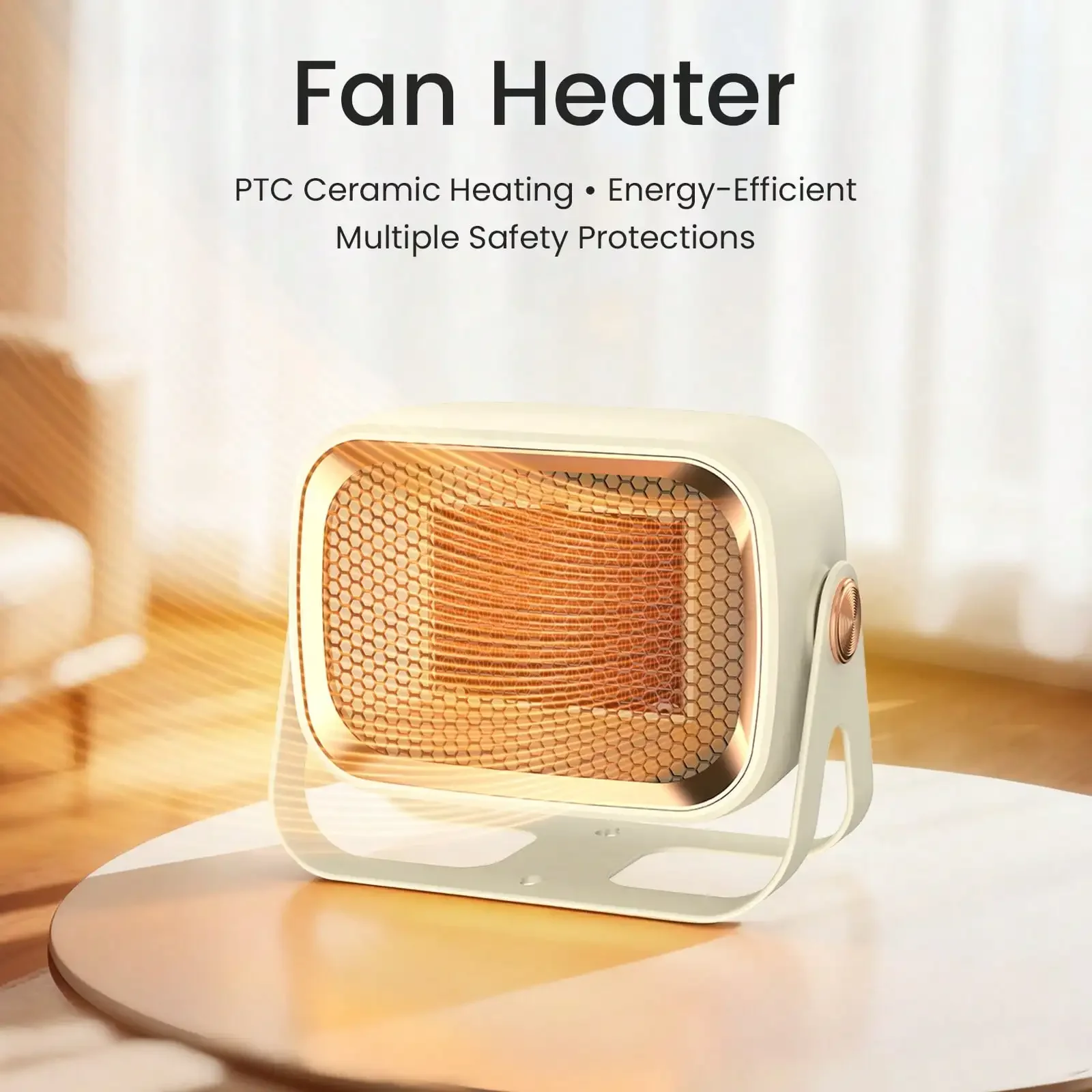Space Heater, 1200W PTC Ceramic Fast Heating Portable Heater, Floor Or Wall Mounted Heater, With Thermostat Suitable For Bedrooms, Homes, And Offices - 2 Heating Modes, Overheating And Tipping Protection, Bedroom Heater, Sleek Heater, Compact Design