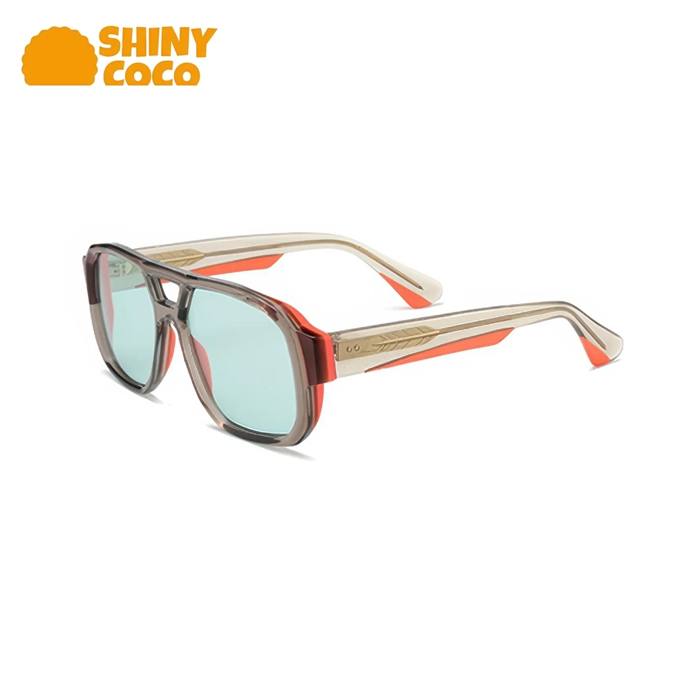 

ShinyCoCo Luxury Brand Fashionable Retro Sheet Large Frame Double Beam Sunglasses For Driving Outdoor Uv Protection