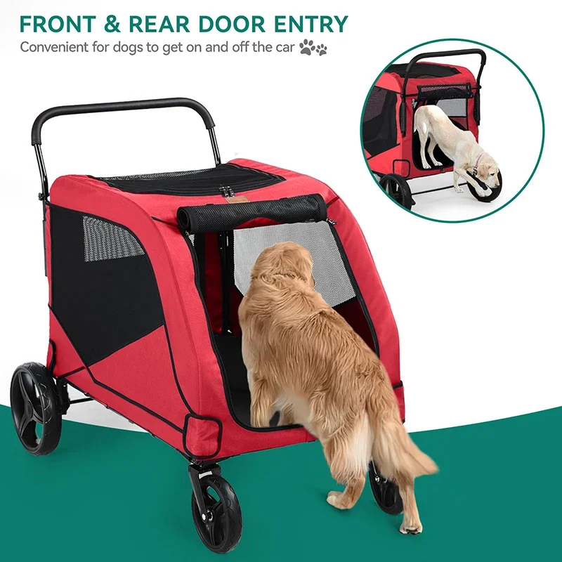 Wholesale Pet Stroller for Large Dogs Custom Outdoor Dog Stroller for Senior Travel Outdoor Dog Cat Strolling Cart Strolley