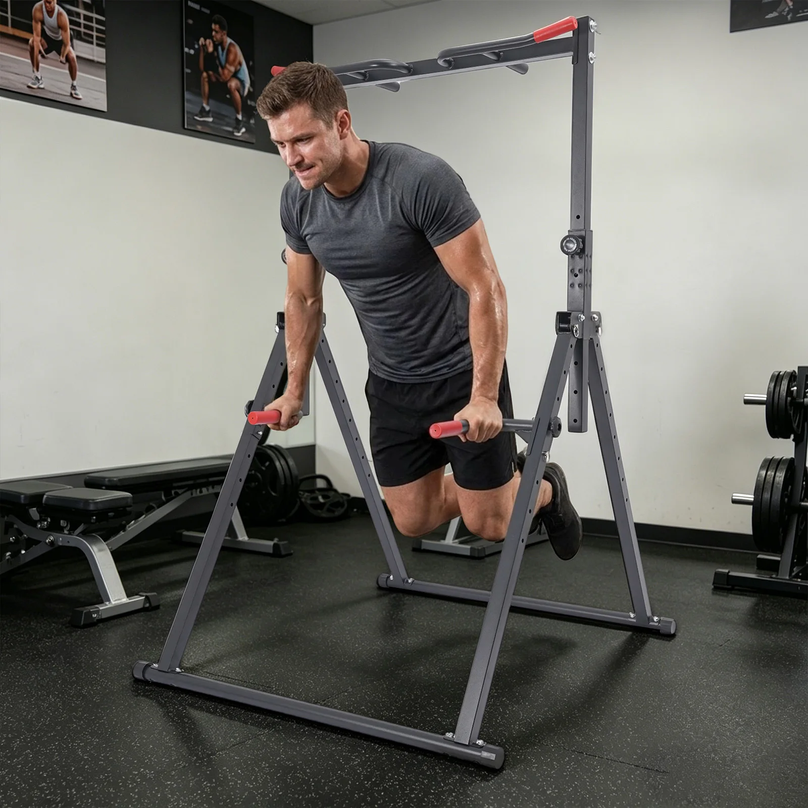 Verstellbare Klimmzugstange für Zuhause, Faltbares Krafttrainingsgerät, Dreieckige Horizontalstange, 200kg Tragkraft für Heim & Fitnessraum