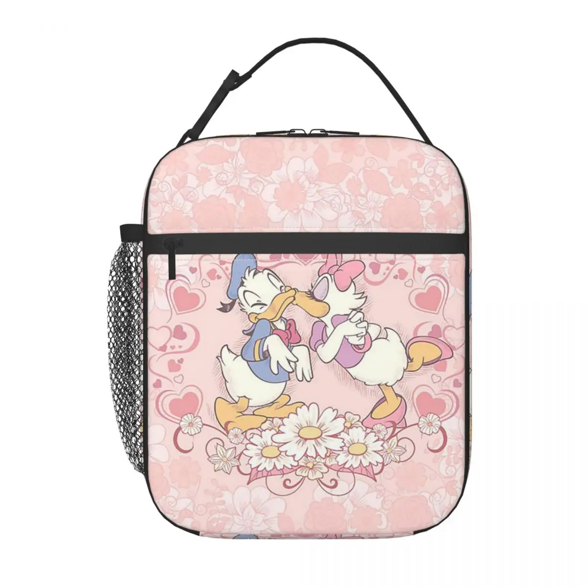 

Изолированная сумка для обеда на заказ Daisy Duck и Donald Duck Love для женщин, холодильник, термобокс для еды, ланч-бокс для работы, школы, дорожные сумки