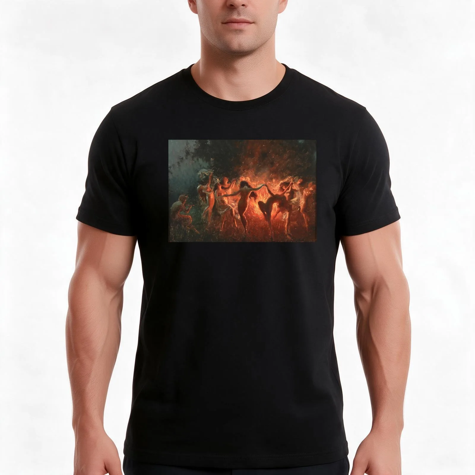 Joseph Tomanek Fire Dance T-Shirt, Summer Casual Cotton Tee, Oversized Streetwear Tops, Vintage Graphic Print, Unisex Men Women