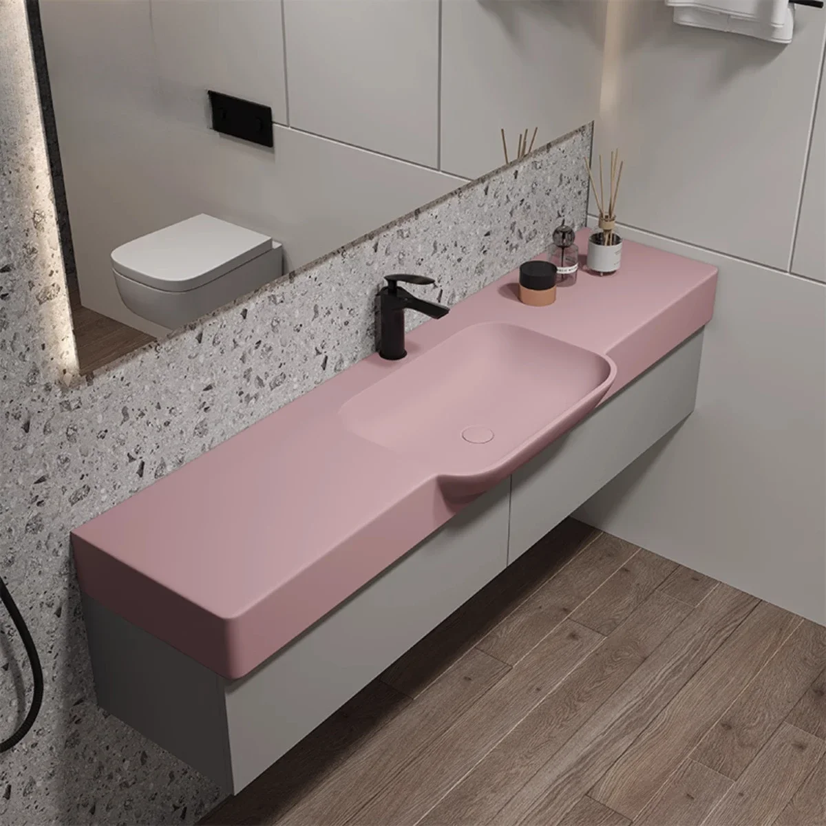 Net forest pink matte wall-mounted semi-embedded big belly basin wash basin washbasin under the counter basin on the counter
