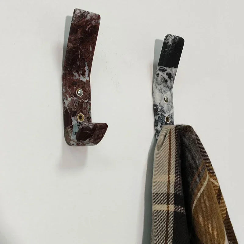 

Light Luxury Natural Marble Clothes Hook High-end Design Ornament Creative Home Foyer Bathroom Coat Rack Decoration Hook