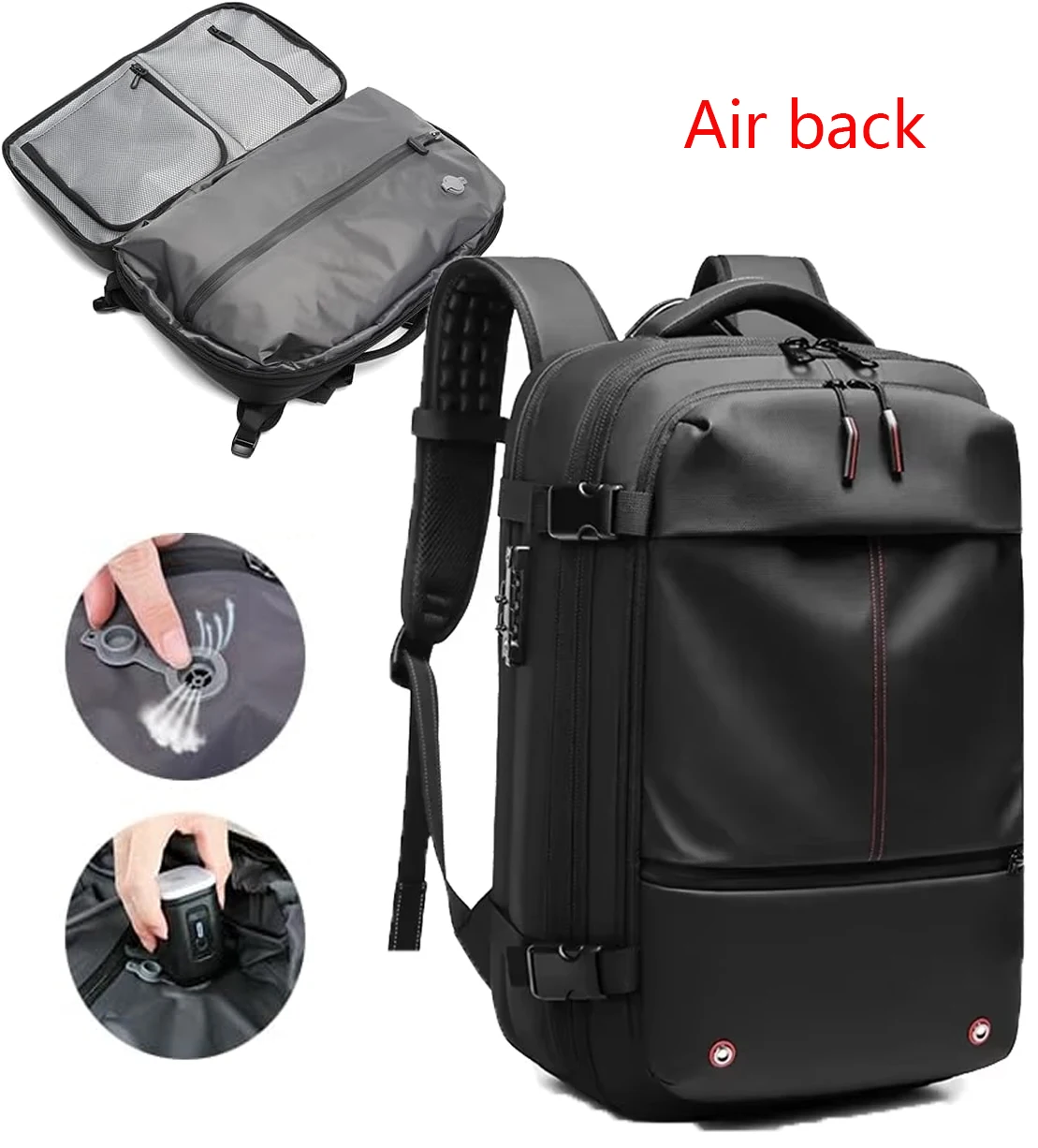 Airback Travel Backpack 60L Expandable Vacpack Backpacks Vacuum Compression17 inch Laptop Backpack Business Waterproof Back Pack