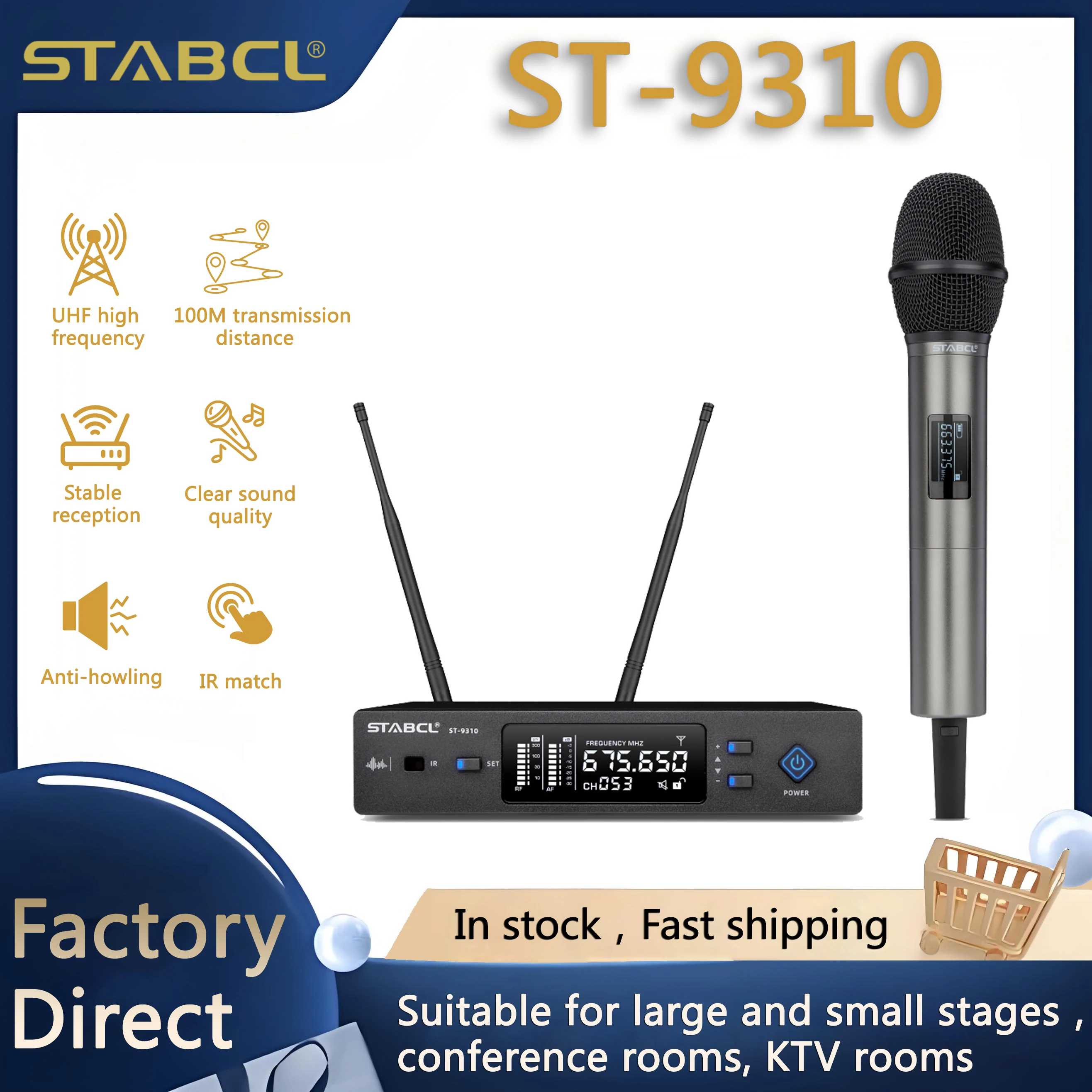 Professional UHF Mic System With Dynamic Handheld One Karaoke Wireless Microphone