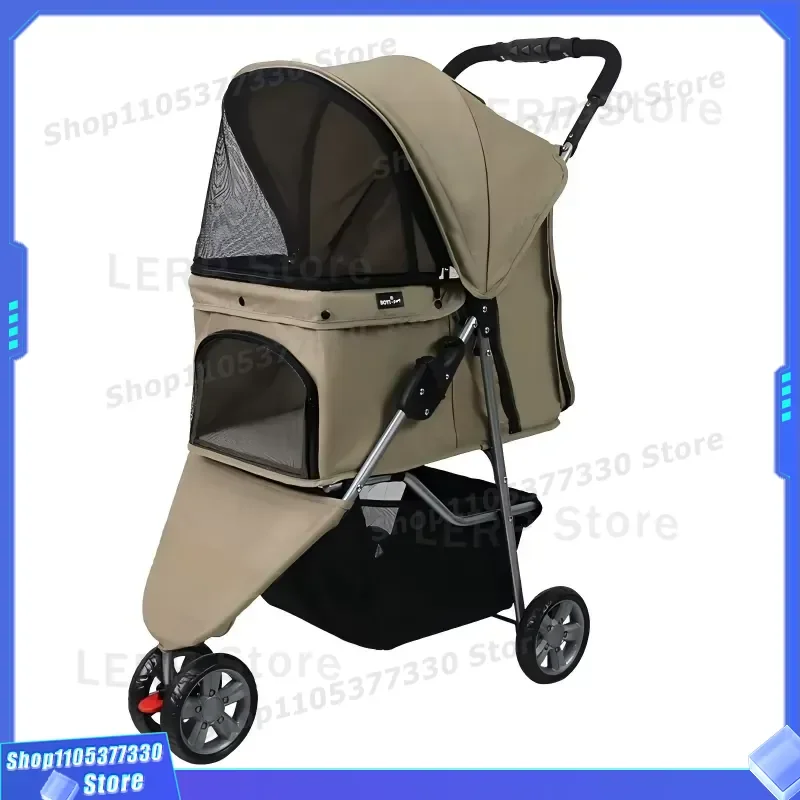 Foldable Waterproof Pet Travel Cart Adjustable Cat Carrier Stroller Lightweight Portable Dog Trolley Outdoor Walking