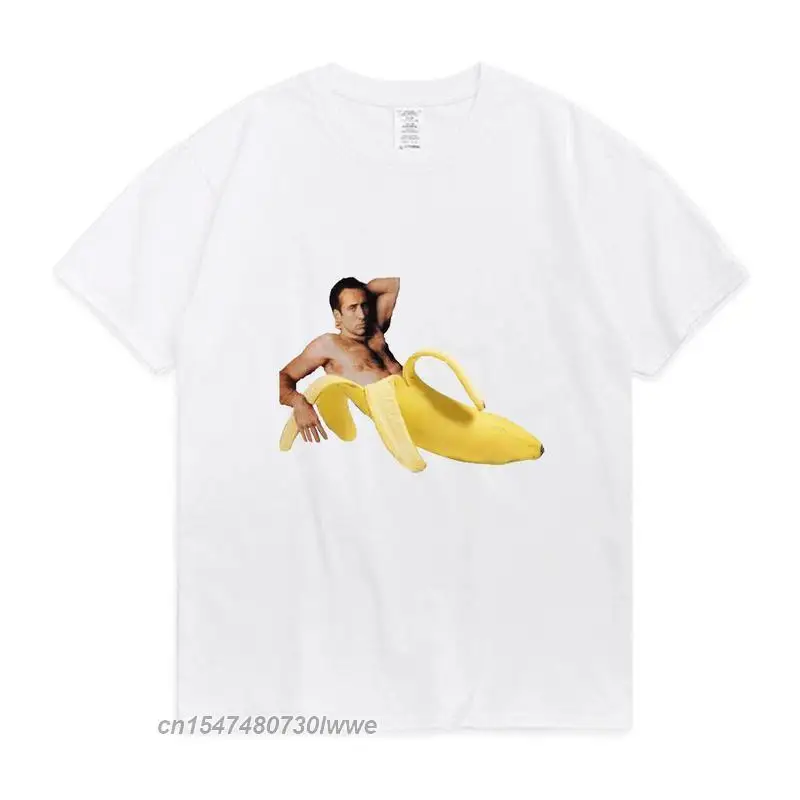 Mlg T Shirt Men Women Nicolas Cage In A Banana Original Yellow T-Shirt Cotton Fun Graphic Print Tees Man