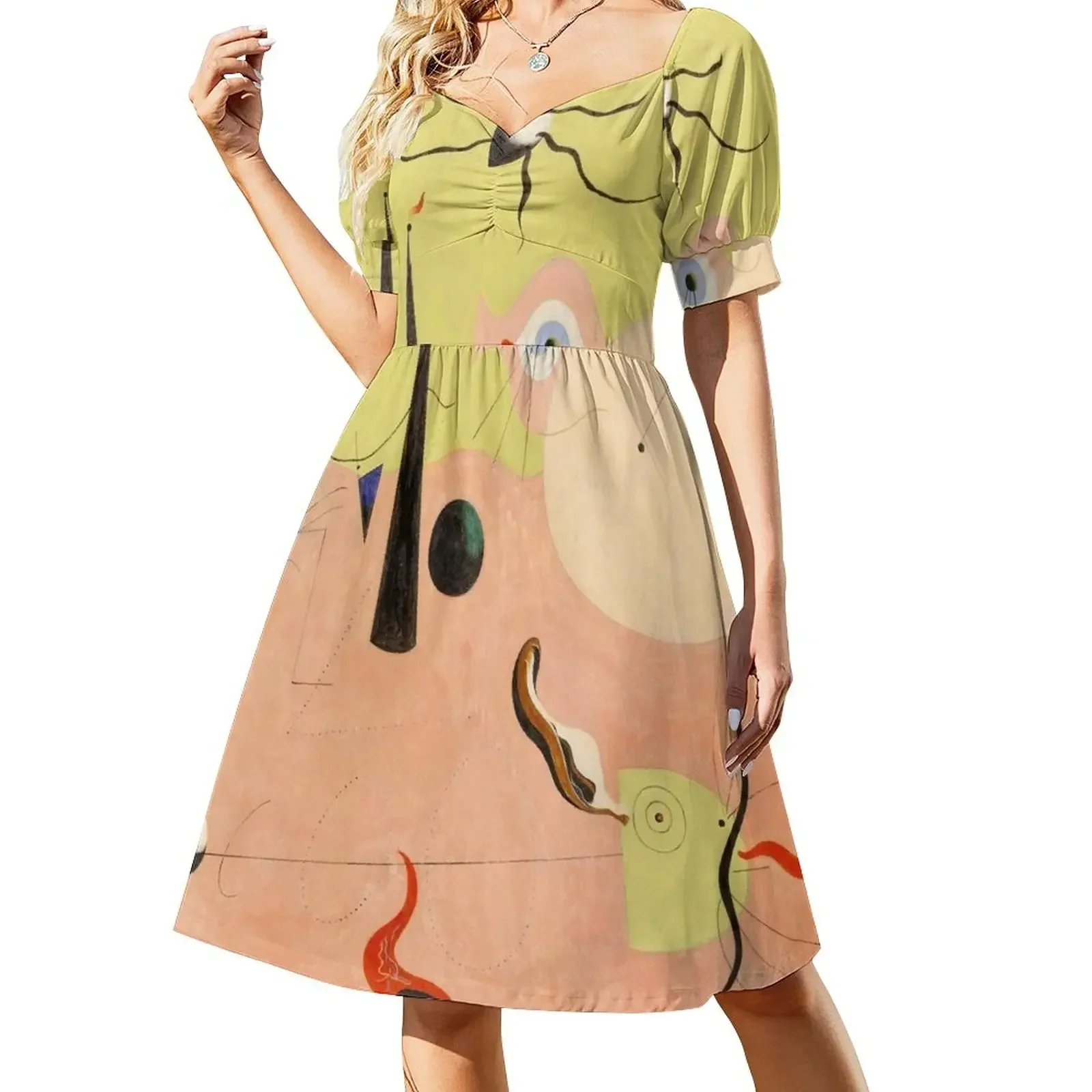 

Joan Miro Catalan Landscape, the hunter Short-Sleeved Dress women's summer dress 2025 woman dress festival outfit women