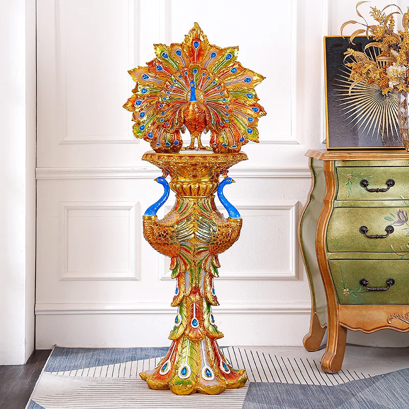 Peacock ornament floor high-end entrance living room TV cabinet wine cabinet