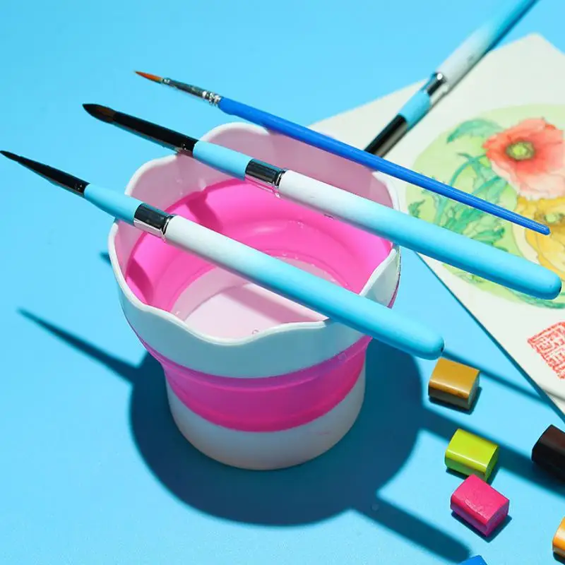 Alat Cuci Kuas Cat Lipat Portabel - Cangkir Cuci Mini Silikon untuk Cat Air, Akrilik & Cat Minyak, Tempat Pembersih Ringkas