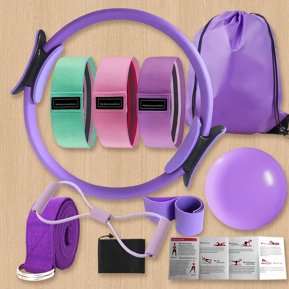 Yoga Pilates Kit 10 Piece Set With Resistance Bands And Ring_voghion.com
