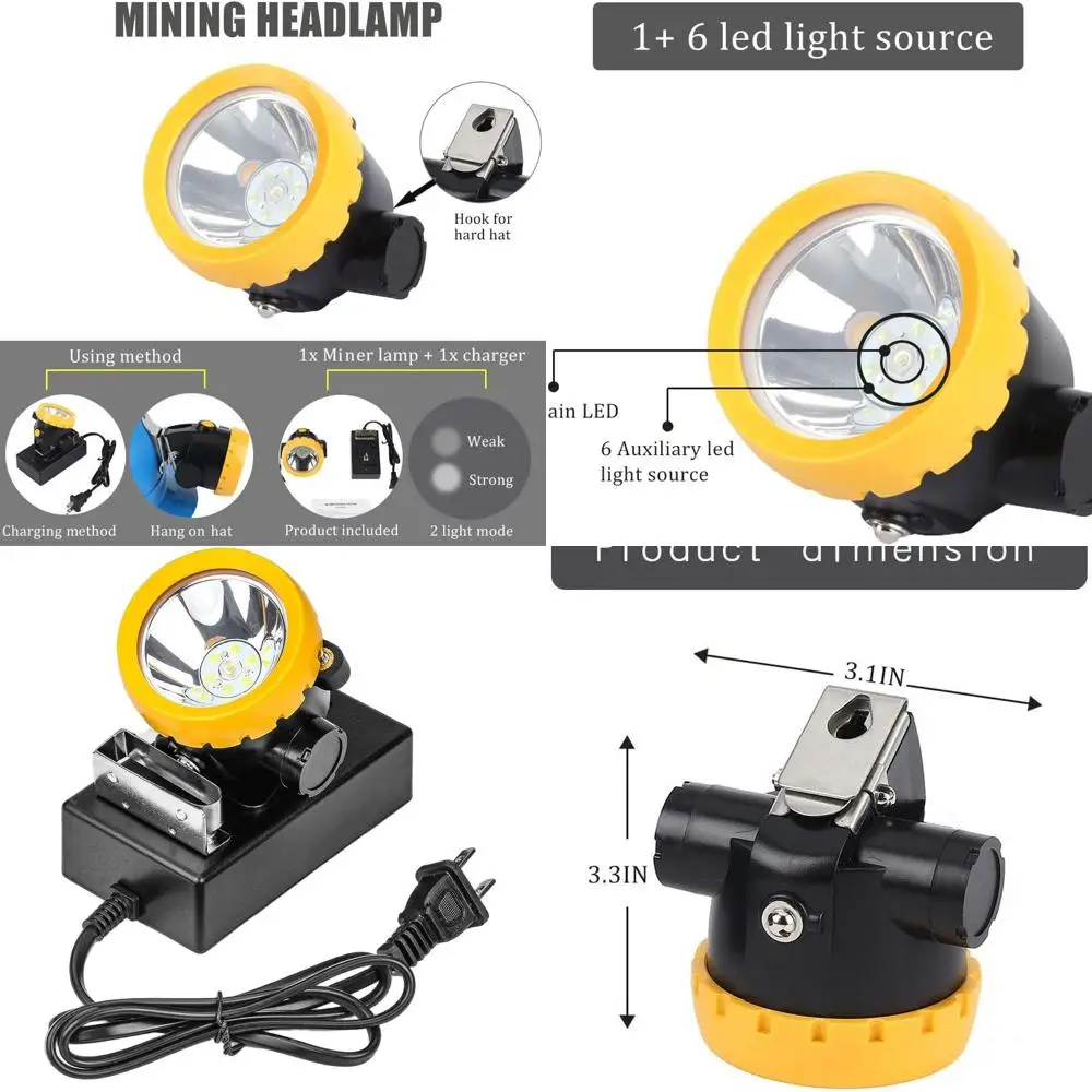 

Перезаряжаемый водонепроницаемый светодиодный налобный фонарь для шахтеров, подходит для охоты и промышленного использования (черный)