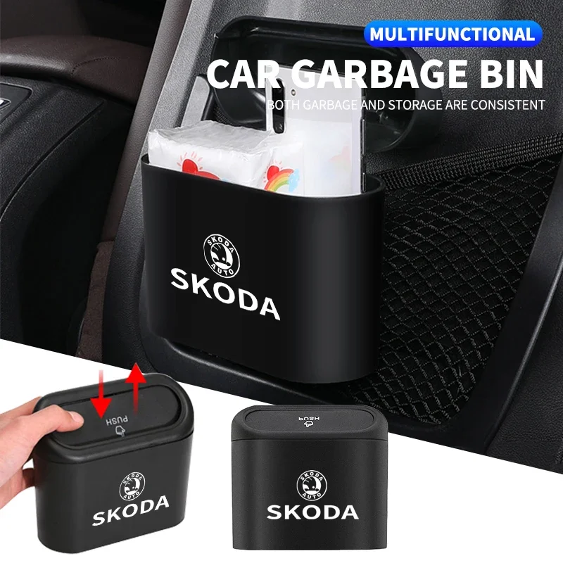 Автомобильный мусорный бак, герметичное ведро для Skoda Octavia A7 A5 A4 2 1 Rapid Yeti Superb 3 Felicia Citigo RS Karoq Kodiaq Mk3