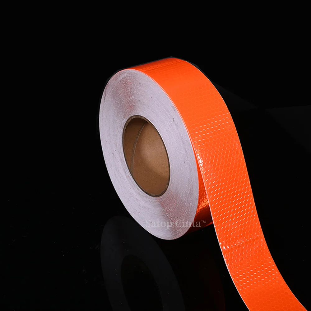 High Intensity Orange Reflective Tape 5cm*50m Waterproof Self-Adhesive Trailer Reflector Warning Caution Conspicuity Car Sticker