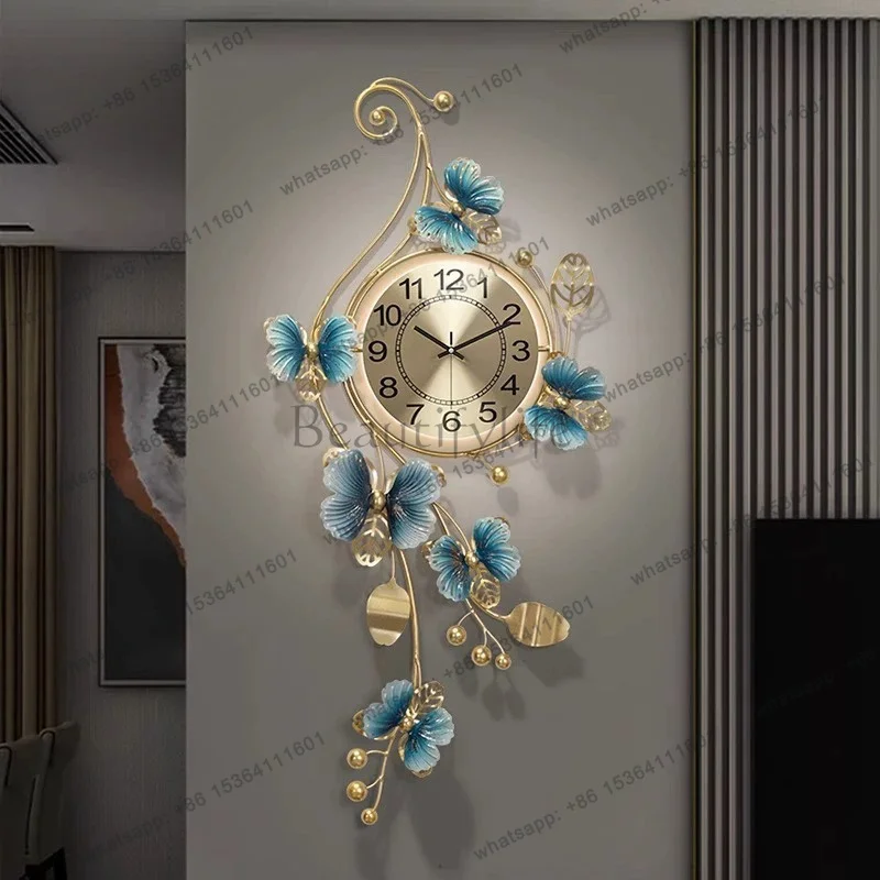 Light luxury high-end new living room grille decoration clocks and watches three-dimensional butterfly watch decorations