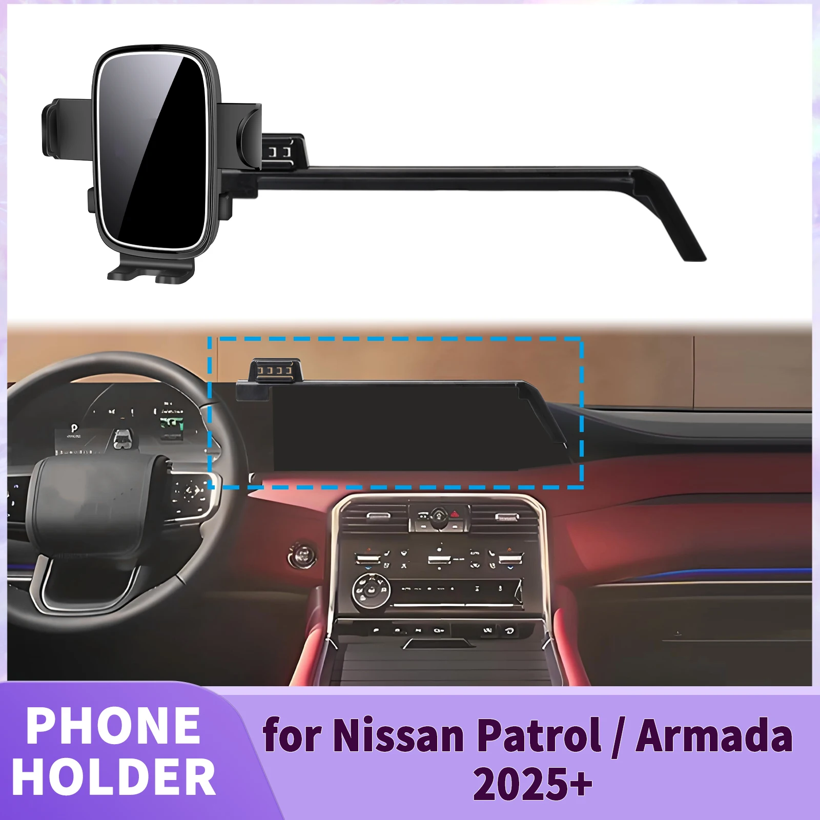 Suporte de Telefone para Tela LHD para Nissan Patrol / Armada Y63 2025 2026 2027 ​ ​   Clipe de Segurança para Carro ​ ​   acessórios
