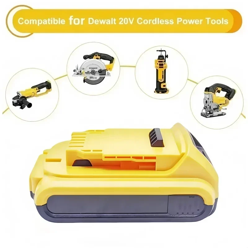 리튬 이온 배터리 교체, 전동 공구, 18V, 20V, 2000mAh, lpega Max 리튬 이온 배터리, DCB206, DCB205, DCB204, DCB200