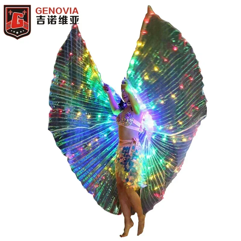 Girls Kids Children's LED Isis Wings Belly Dance Light Show Costume Egyptian Cosplay Halloween Costume Props (with sticks)