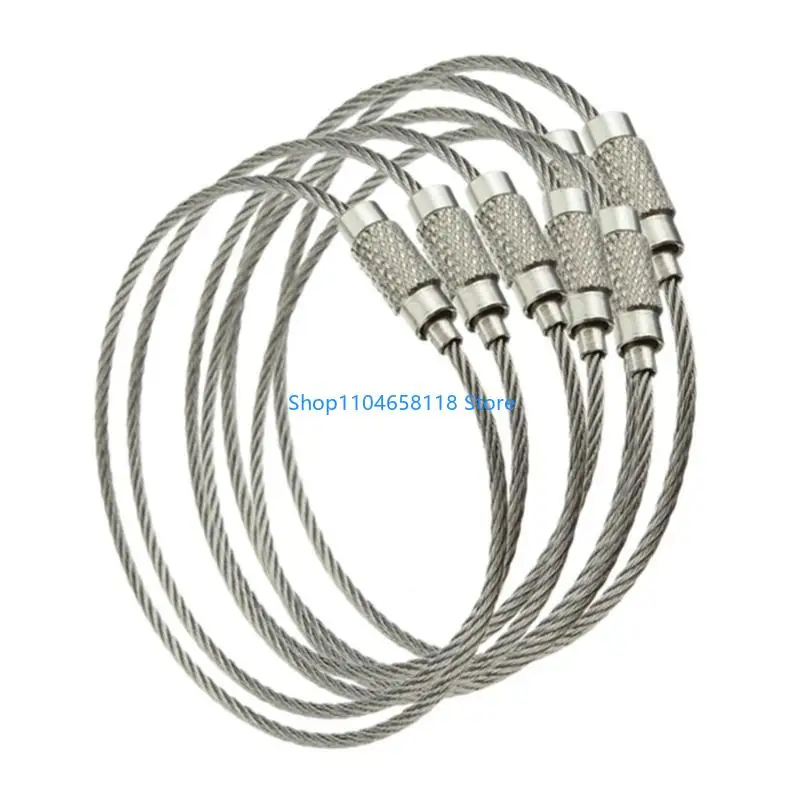 10 Pieces Stainless Steel Wire Rope Keychain Rings for Backpackers Luggage