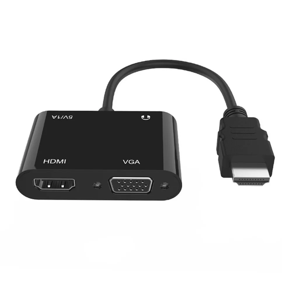 1080P HDMI-Compatible to VGA HDMI-Compatible 2 in 1 Adapter Splitter for Computer Desktop Laptop PC Monitor Projector HDTV