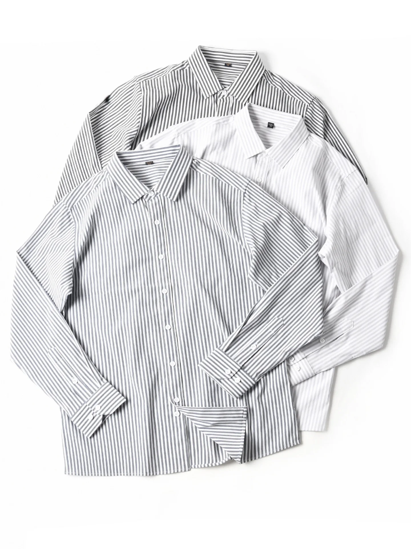 New American Style Comfortable Elastic Breathable Loose Casual Long Sleeve Striped Shirt Men's Autumn Base Layer Shirt