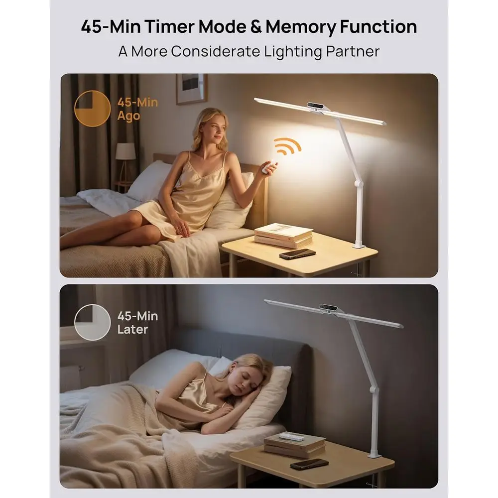 مصباح مكتبي بمشبك قابل للتعديل، طويل 29.55 مع جهاز تحكم عن بعد، سطوع 1500LM، تحكم باللمس للعناية بالعين في المكتب المنزلي، القراءة، و #6
