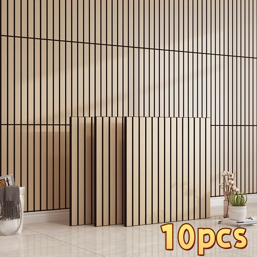 10pcs Thickened 3D Stripe Wall Panels, DIY Vinyl Wallpaper Self-Adhesive, Finish Decorative Stickers, for Bedroom Living Room