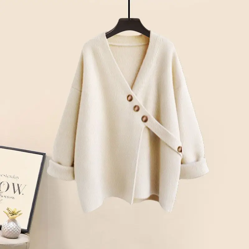 2024 donna autunno/inverno nuova moda abito lavorato a maglia abbinato Set coreano elegante Cardigan maglione + gonna con cinturino vestito a due