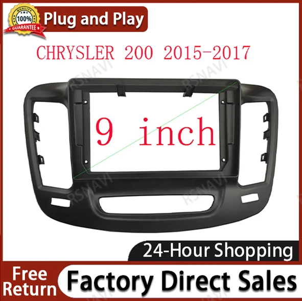 Double 2 Din Radio Facia Frame for CHRYSLER 200 2015-2017 9 INCH GPS Navigation Bezel Dash Mount Trim Kit Audio Panel