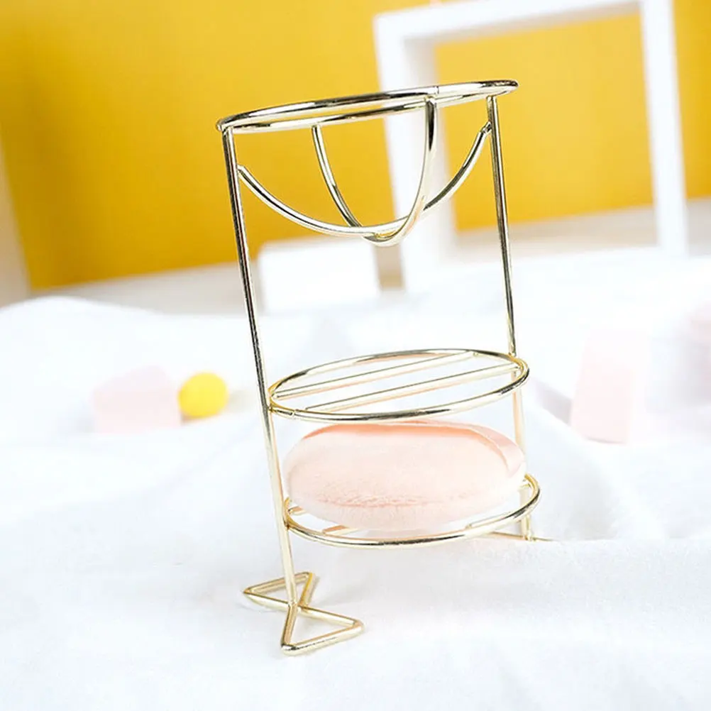 

2pcs Makeup Sponge Holders Metal Rack Rose Gold Gold Layers Powder Puff Drying St Display Container Storage ganizer