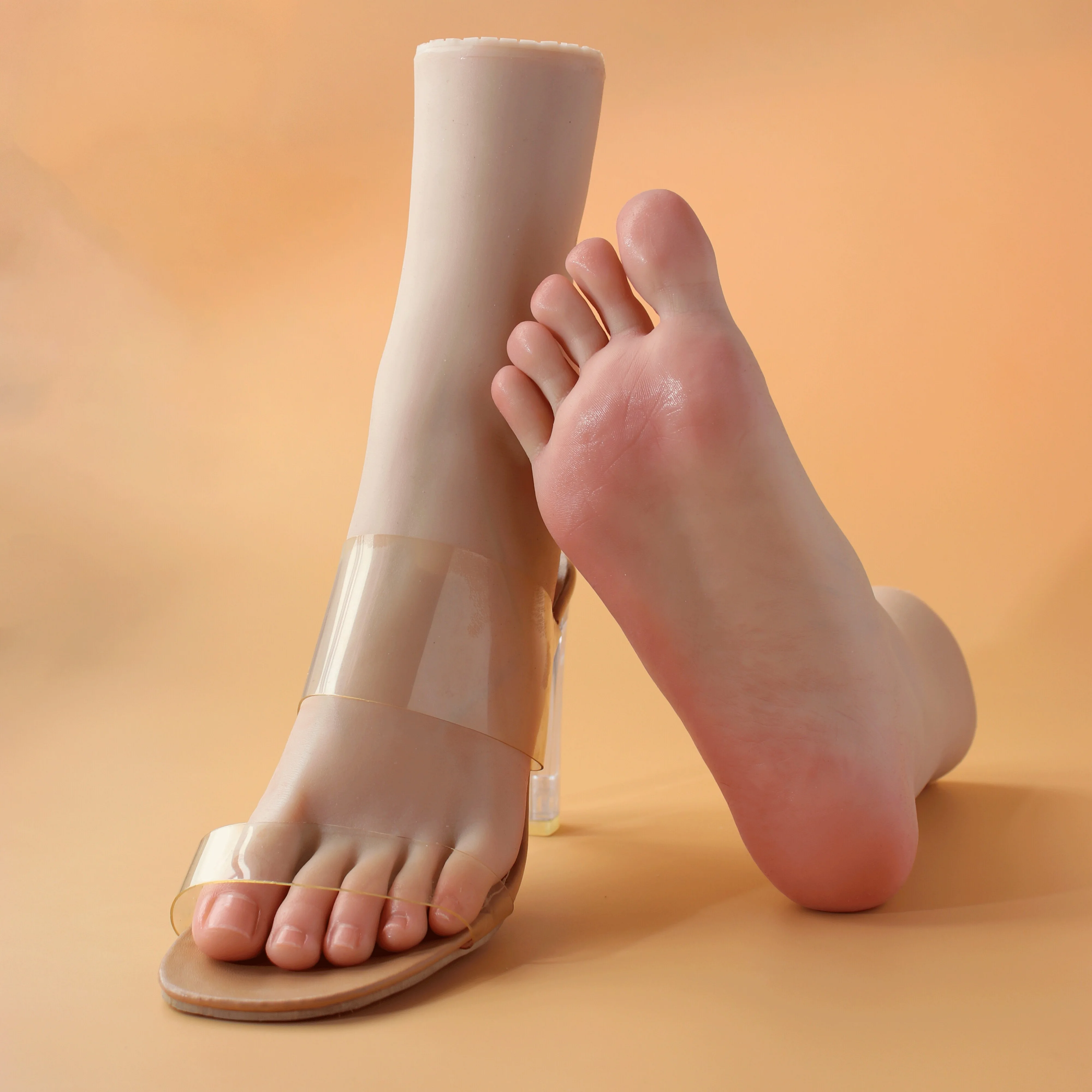 Silicone Simulation Exquisite Female Prosthetic Feet 22.5CM Foot Model Shoes and Socks Live Broadcast Display Details Props