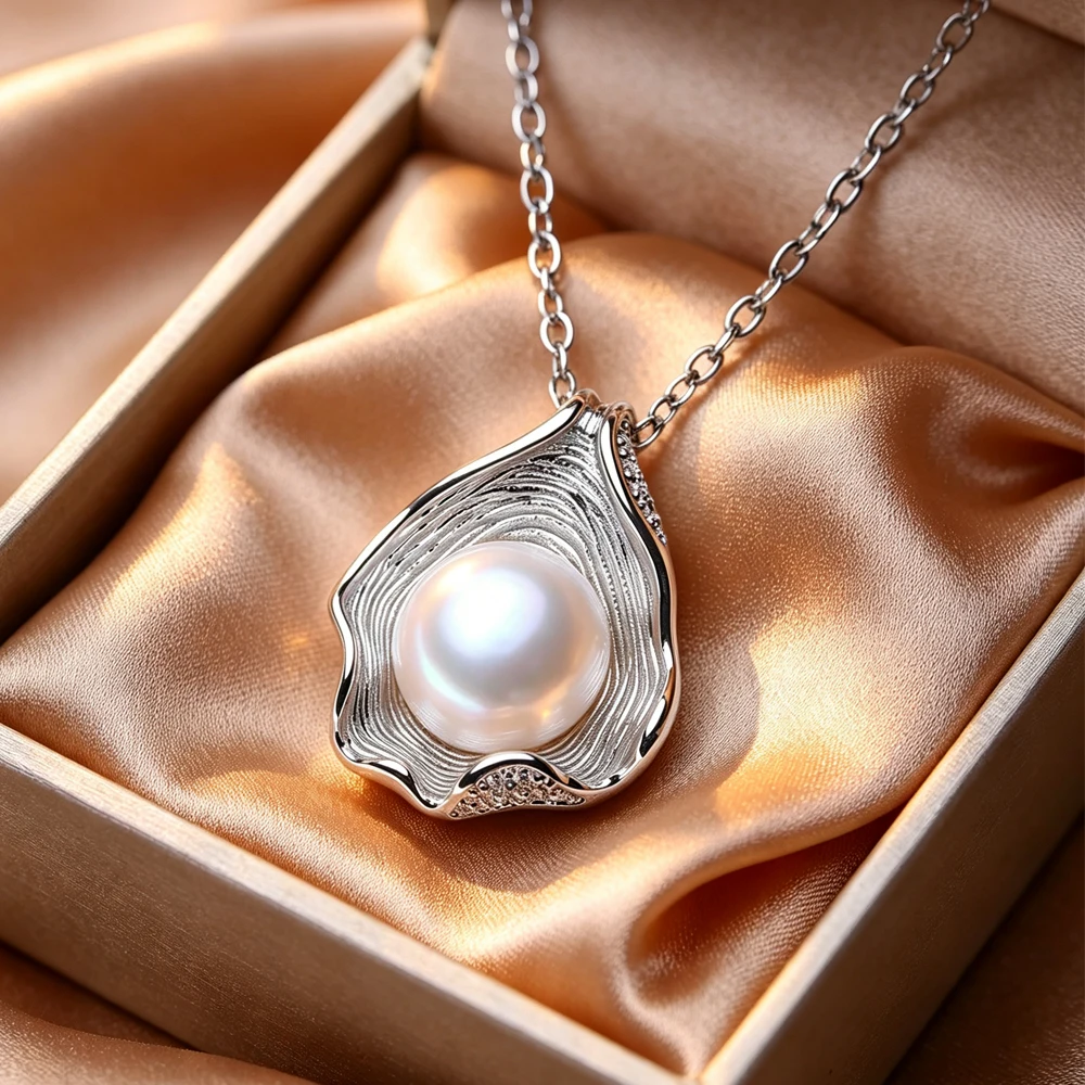 FENASY 10-11MM Natural Freshwater Pearl Fashion 925 Sterling Silver Pendant Necklaces Party Jewelry Gifts For Women
