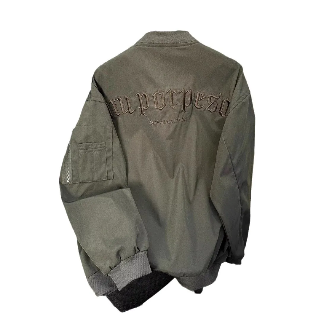 

American Sle Embroidered Baseball Jaet Loose Men's Spring Autumn Trendy High Street Pilot Coat for Couples