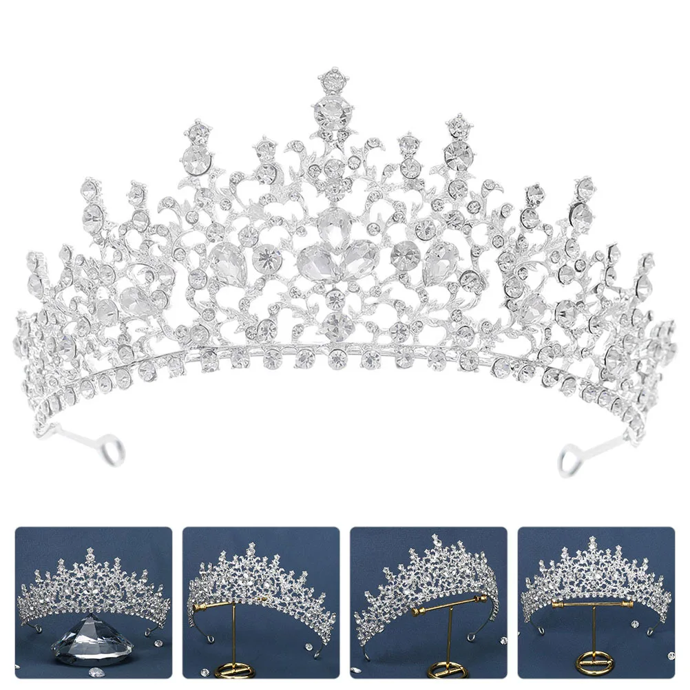 كامل حجر الراين تيارا أنيقة غطاء الرأس الزفاف لحفل زفاف عيد ميلاد حفلة موسيقية سبيكة تاج النساء فتاة الرجعية أغطية الرأس #1