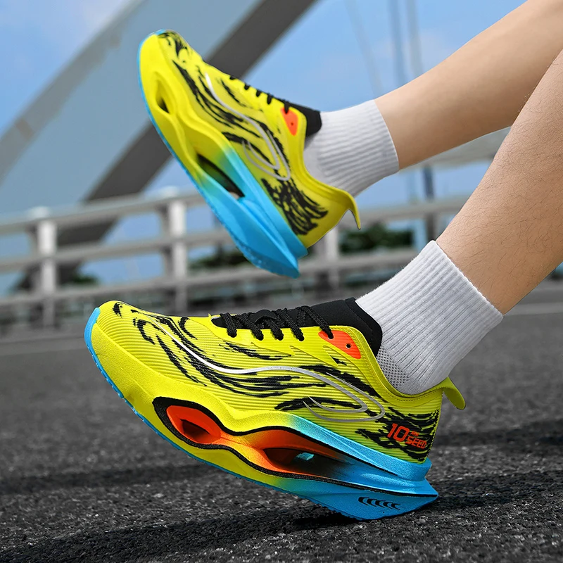 Herren-Freizeitsportschuhe, trendige Laufschuhe mit Tiger-Muster, Sportschuhe mit hohler Dämpfungsoptik, leichte, atmungsaktive Laufschuhe aus Mesh-Material, rutschfest und abriebfest, ideal für Jugendliche, Campus-Marathon-Training und Outdoor-Aktivitäten. – Detail 6