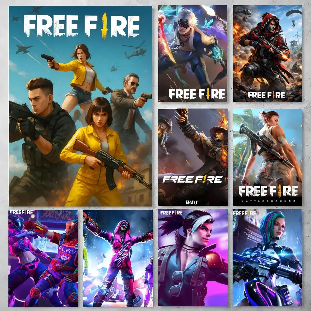 Póster del juego Garena Free Fire, adhesivo artístico autoadhesivo, papel impermeable, decoración de pared para cafetería, bar, habitación
