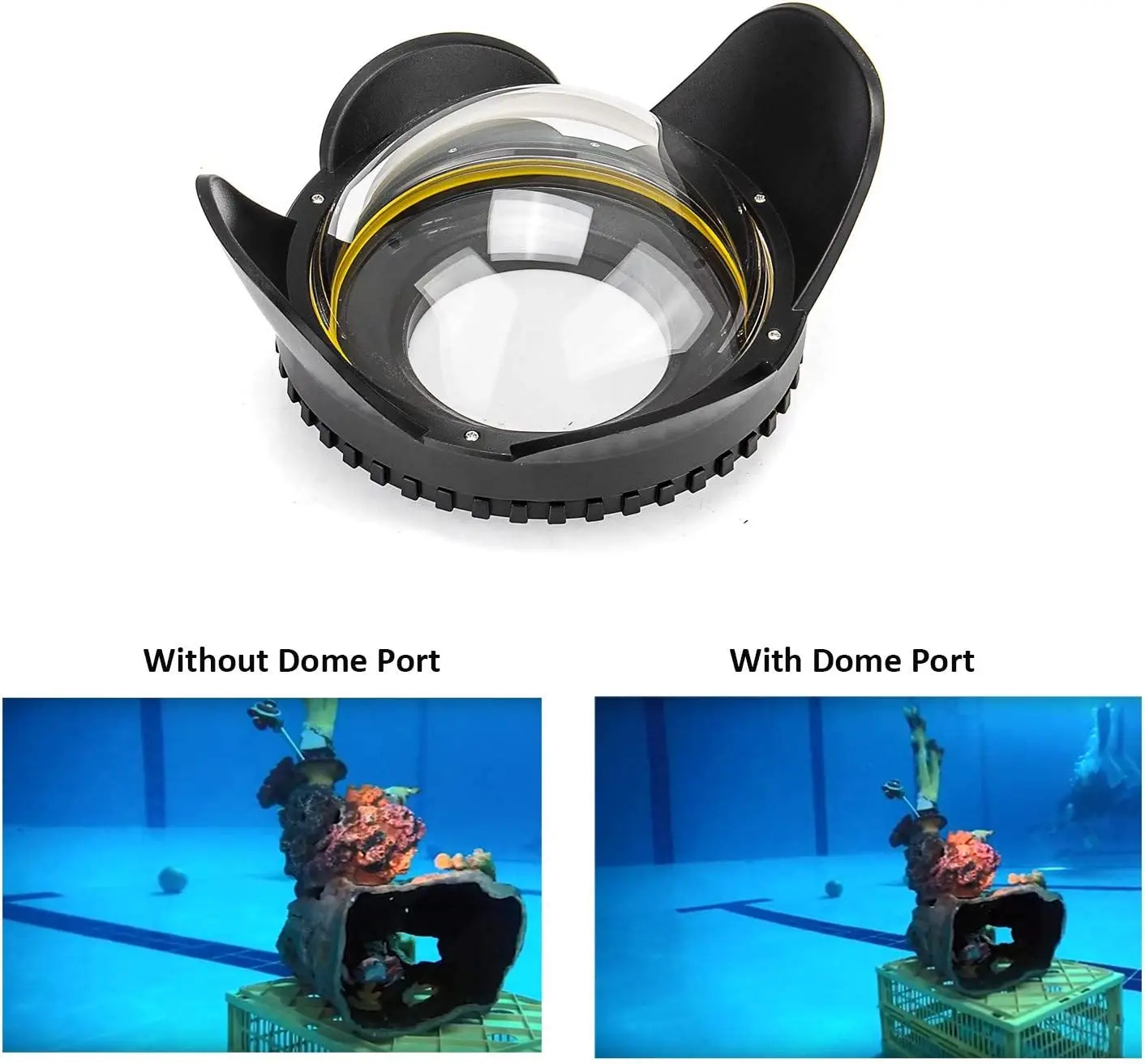 Seafrogs Fisheye Wide Angle Lens Dome Port Shade Cover for Camera Diving Housing (Round), Pressure Resistant is up to 60m/ 197ft