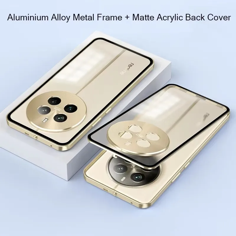 Aluminium Alloy Metal Bumper Frame Case For OPPO Realme 12 Pro Plus Matte Acrylic Back Cover For Realme 12 Pro 12Pro+ Plus Coque