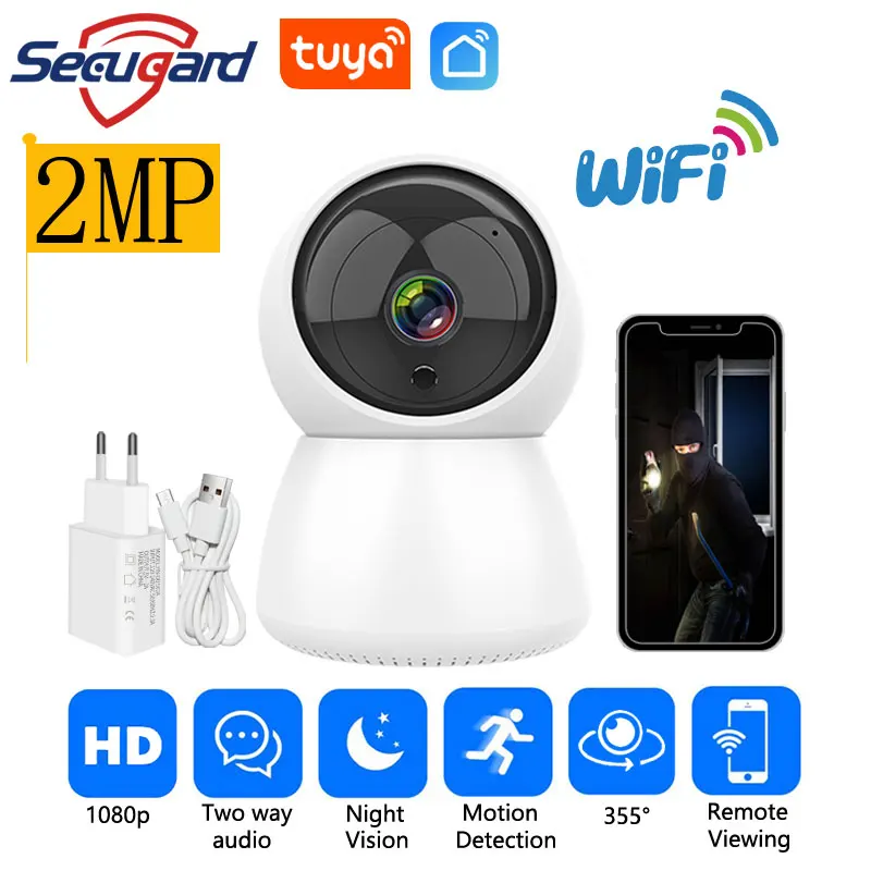 

2MP Tuya WiFi Camera Surveillance Automatic Tracking Two Way Audio Indoor 1080P HD Smart Home Security Baby Monitor Detection