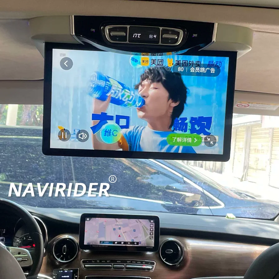 S For Mercedes Benz V260 V260L V-class 15.6'' Android 14 Multimedia Video Player Mirror Link Remote Control Roof Screen Ceiling
