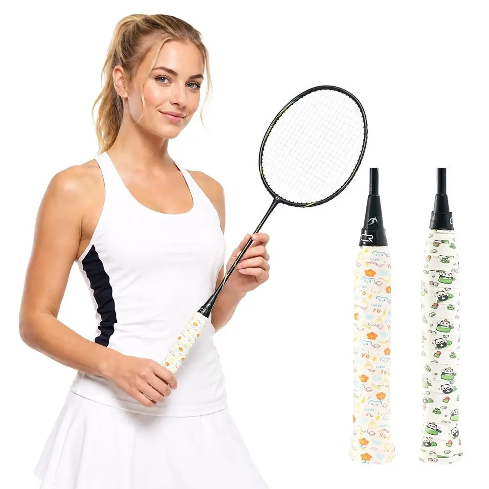 1.2M Badminton Handle Wrap Tape Cartoon Anti-slip Tennis Racket Grip Tape Sweat-Absorbent PU Racket Grips Sweat Band