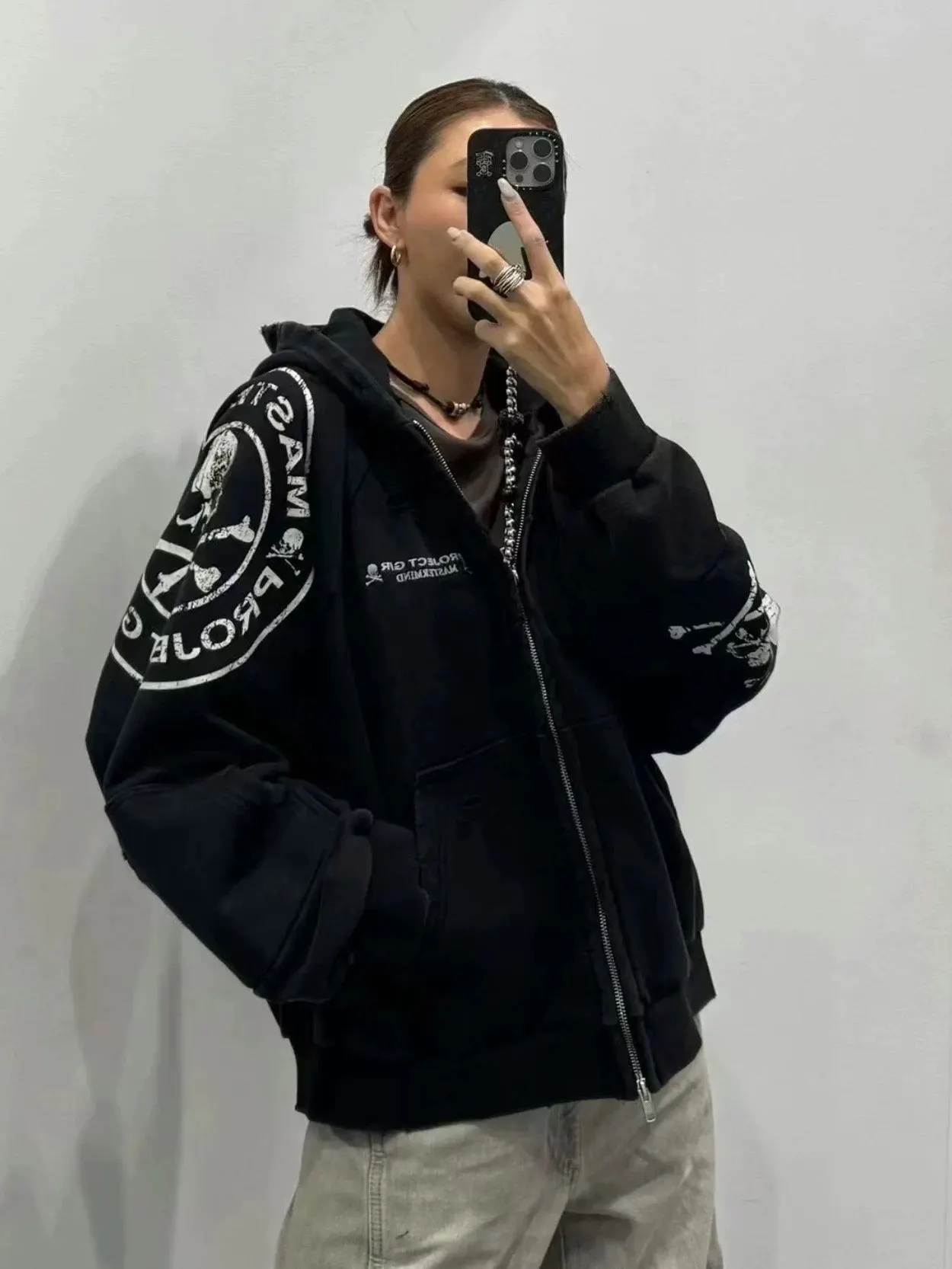 

Новая мужская толстовка ALIZ с принтом черепа, винтажная, с дырками, на молнии, свободного кроя, из хлопка и полиэстера, повседневная, осенняя, молодежная, трендовая