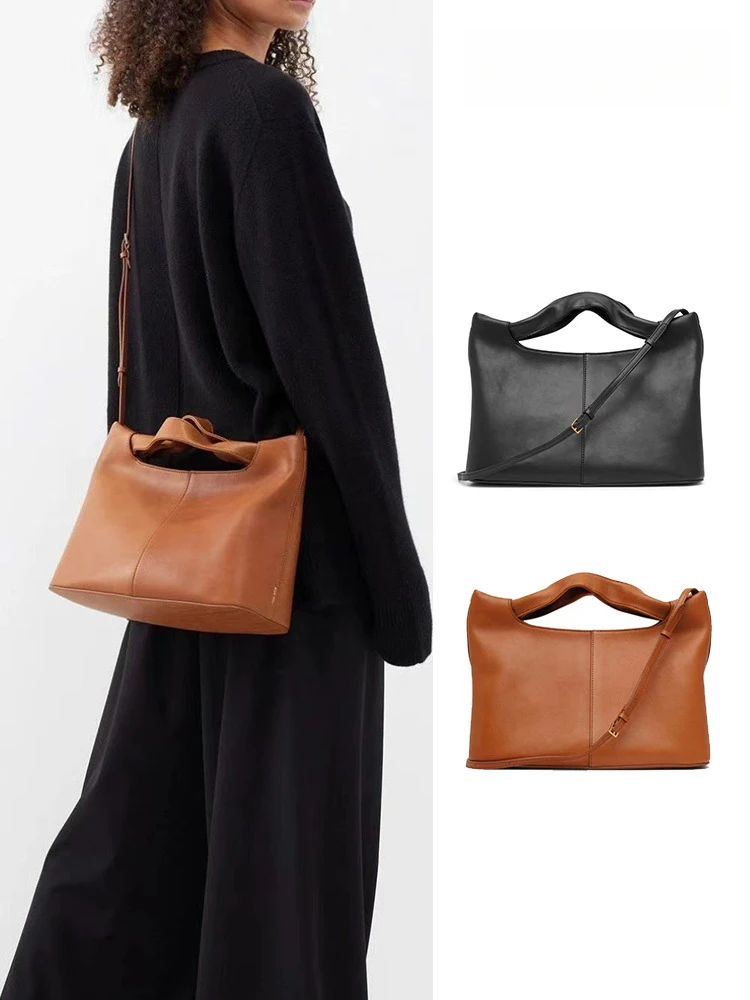 High-end fashion the row leather Saddle Bag Retro casual all-in-one commuter bag Hand bill shoulder Crossbody bag for women