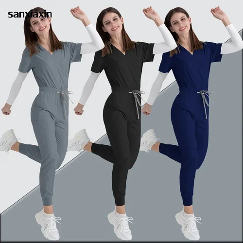 Uniforme médico ajustado para mujer, conjuntos de batas, accesorios de enfermería, batas de cirugía hospitalaria, clínica Dental, salón de belleza, ropa de trabajo