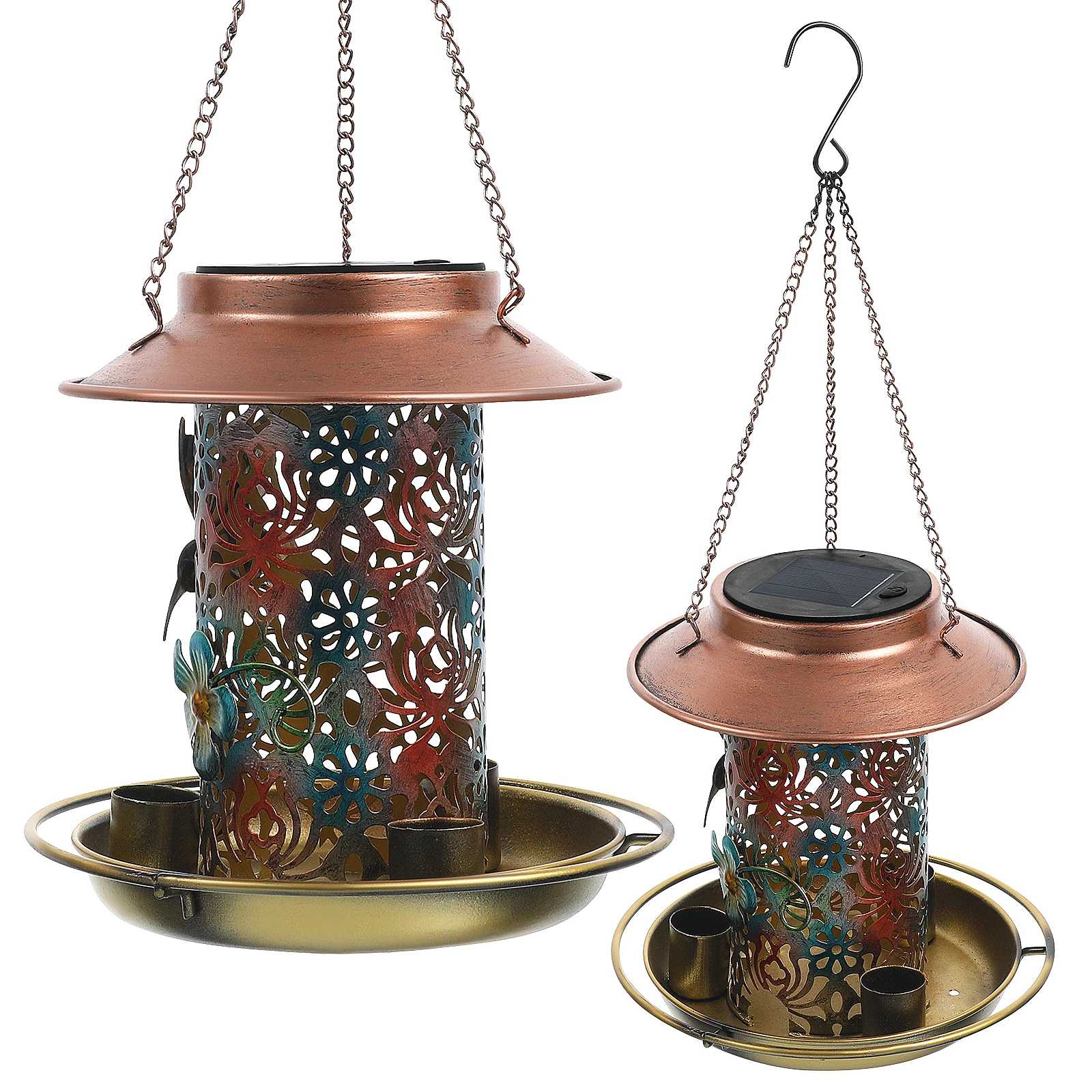 

Outdoor Solar Bird Feeder Metal Feeding Station for Birds Automatic Day Charge Night Light Garden Balcony Wildlife