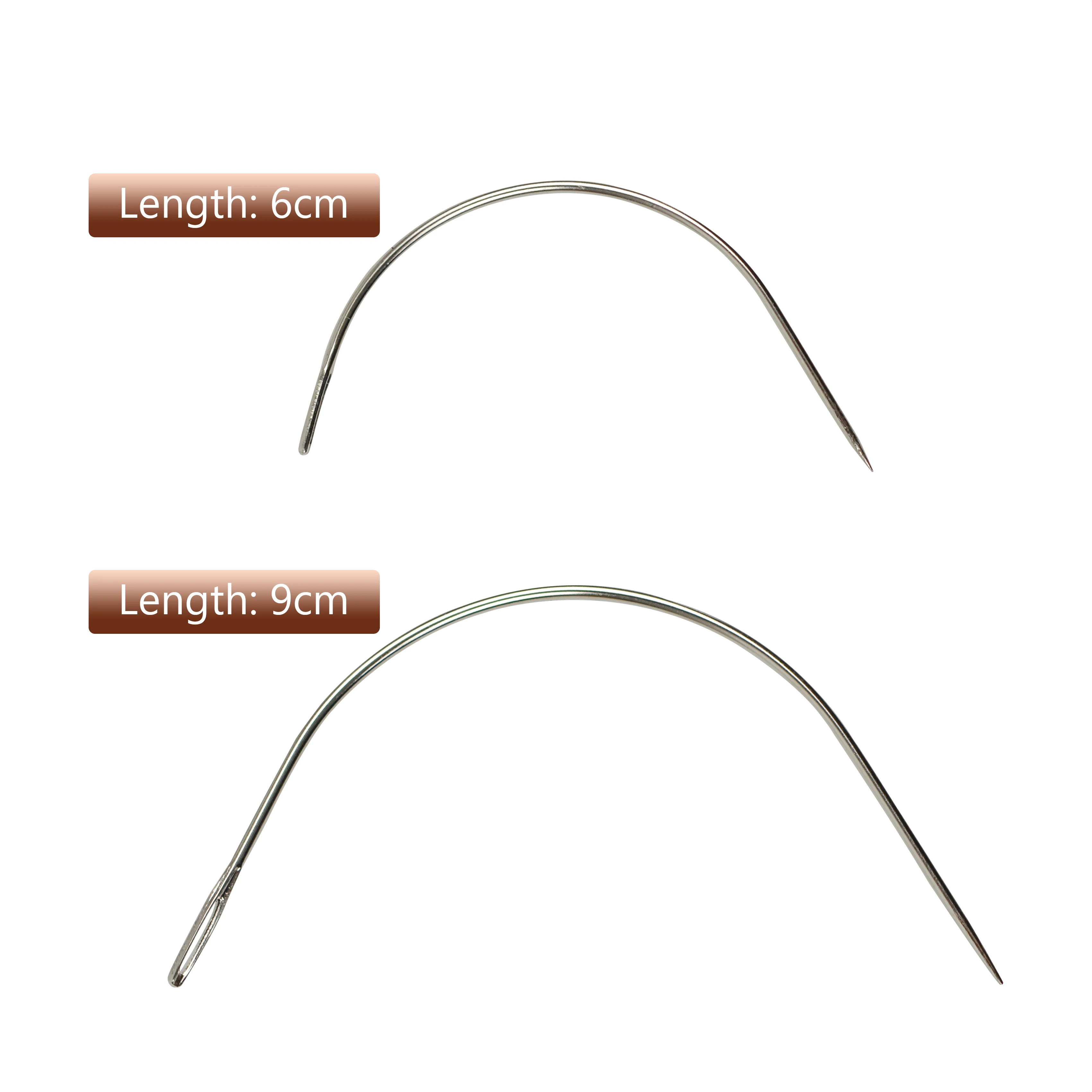 Agulha de costura curvada para extensões de cabelo, Ferramentas de costura tipo C, Tecelagem Cap, Perucas Agulhas, 6cm, 9cm, 20pcs por pacote