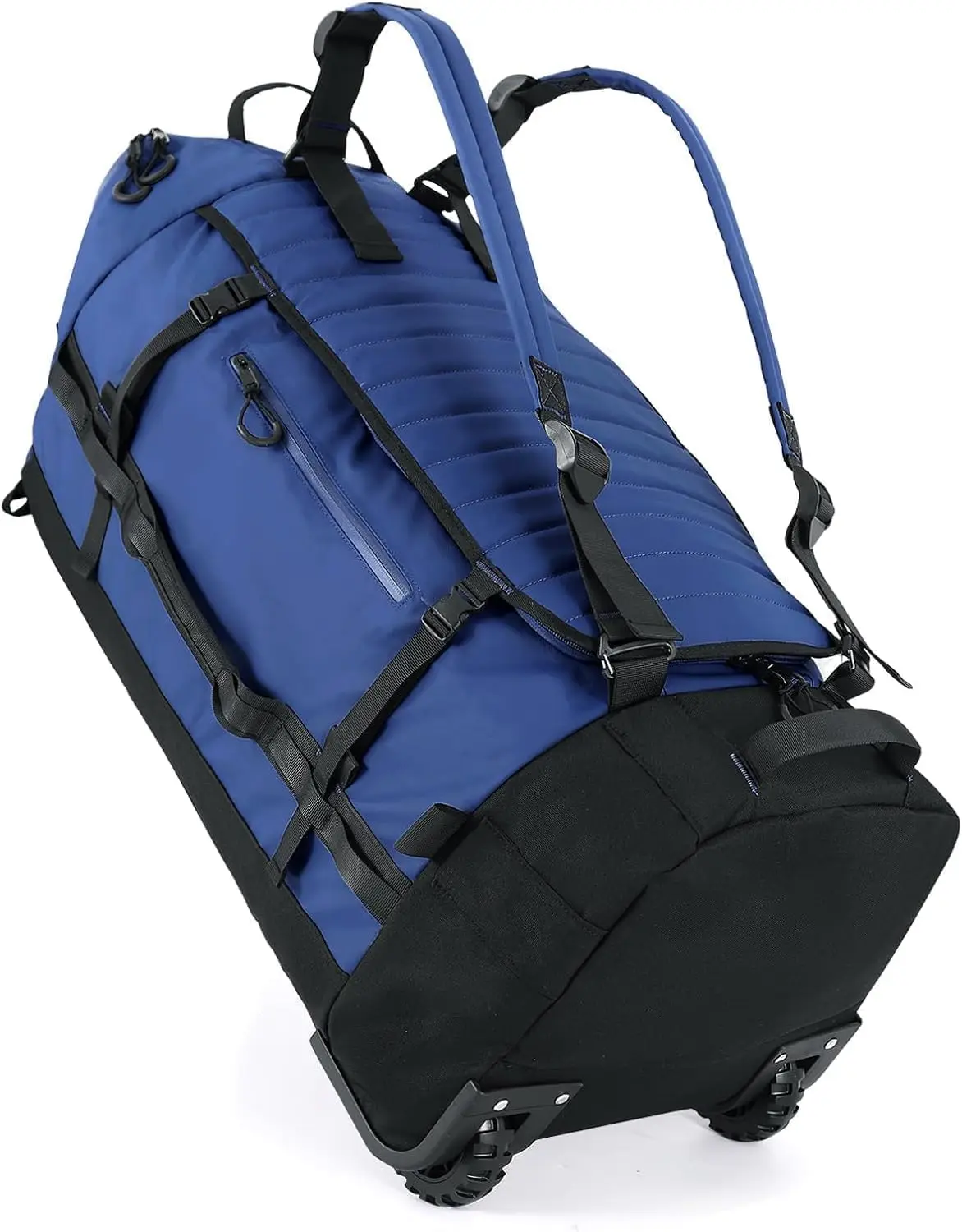 

86L Rolling Duffle Bag with Wheels, Folding Travel Luggage and Backpack with Shoe Compartment in Dark Blue